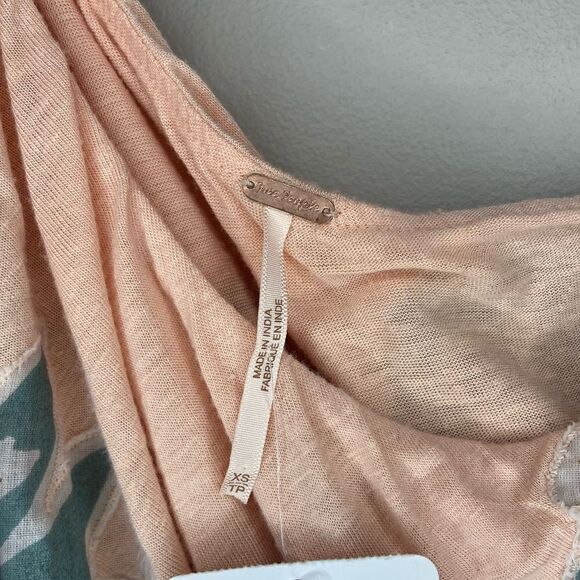 Free People NWT Peach Floral One-Shoulder Ruffle Linen-Blend Tank Top Size XS - Picture 5 of 7